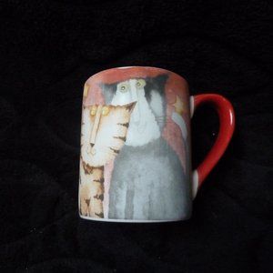 debi hron rare red cats mug - $20